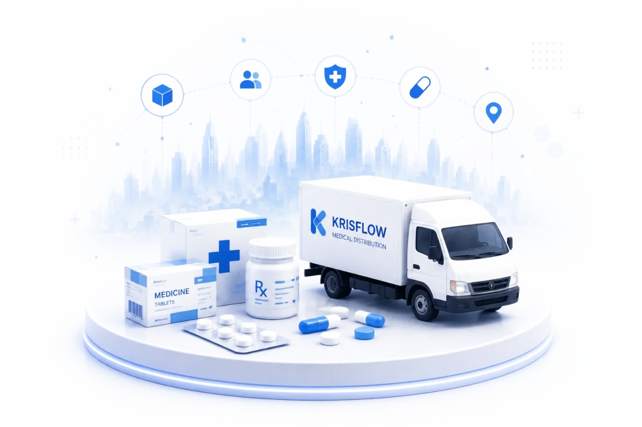 Medical distribution logistics illustration